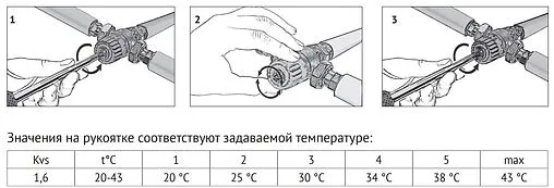 Трехходовой термостатический смесительный клапан ¾&quot; +20...+43°С Kvs 1.6 Uni-Fitt 351G0130