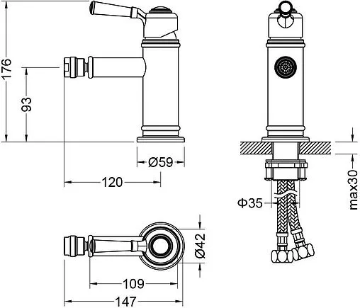 Смеситель для биде Aquatek Классик полированное золото AQ1518PG