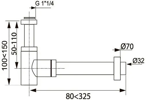 Сифон бутылочный для раковины Wirquin Lineis чёрный матовый 30722857