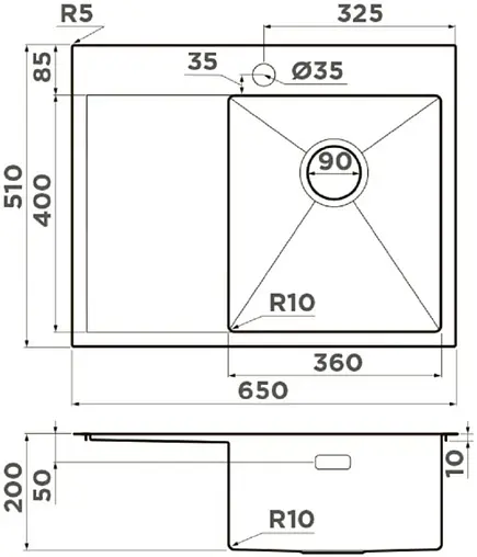 Мойка кухонная Omoikiri Akisame 65-IN-R нержавеющая сталь 4973059