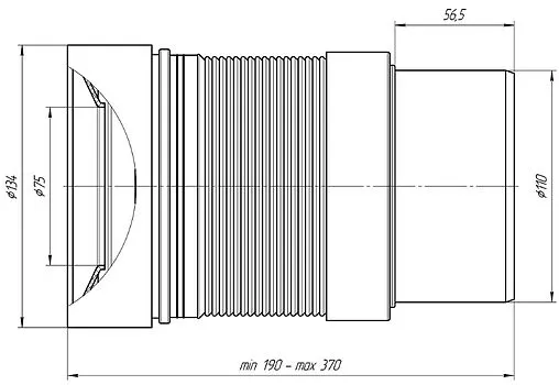 Гофра для унитаза Ани Пласт D100 190-370мм K821