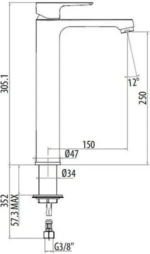 Смеситель для раковины Gattoni H2OMIX3000 хром 3048/30C0