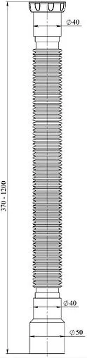 Слив гофрированный Unicorn 1½x40/50мм L=370-1200мм D125