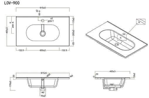 Раковина BelBagno LOVE 90 белый LOV-900-LVB