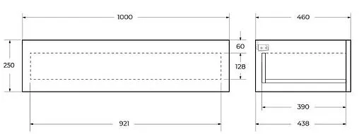 Консоль с умывальником подвесная Cezares Cadro 100 чёрный CADRO-100/46/30-1C-SO-MET-ST+CADRO-100-MENS-NERO+CADRO-100-1C-SO-NR-BLUM