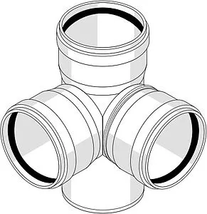 Крестовина двухплоскостная внутренняя бесшумная D=110x110x110мм Угол 87° Rehau Raupiano Plus 11215641003 Крестовина двухплоскостная внутренняя бесшумная D=110x110x110мм Угол 87° Rehau Raupiano Plus 11215641003, 4