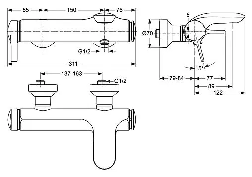 Смеситель для ванны Ideal Standard Melange хром A4271AA