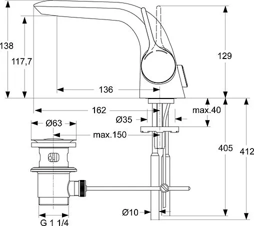 Смеситель для раковины Ideal Standard Melange хром A4258AA