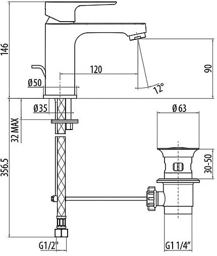 Смеситель для раковины Gattoni H2OMIX3000 хром 3045/30C0