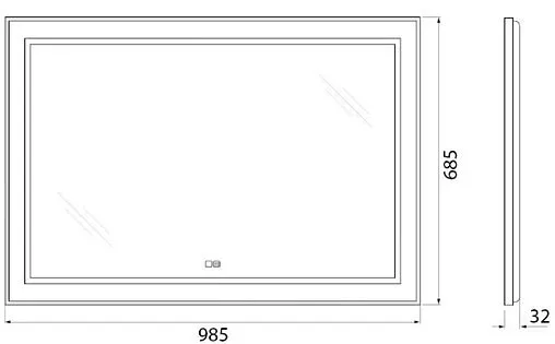 Зеркало с подсветкой BelBagno KRAFT 98.5x68.5 NERO с подогревом чёрный SPC-KRAFT-985-685-TCH-WARM-NERO