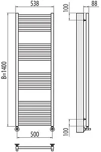 Полотенцесушитель водяной лесенка Terminus Альба П22 500х1400 полированная сталь 4670078530479 Полотенцесушитель водяной лесенка Terminus Альба П22 500х1400 полированная сталь 4670078530479, 2