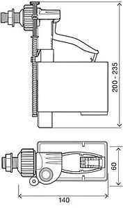 Заливной клапан для бачка ½" пластик боковой OLI UNI JOLLY 560171 Заливной клапан для бачка ½" пластик боковой OLI UNI JOLLY 560171, 2