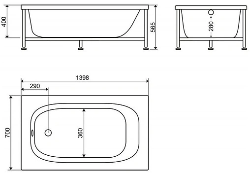 Ванна акриловая BelBagno 140x70 BB101-140-70