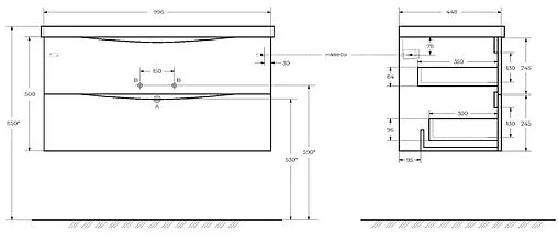 Тумба-умывальник подвесная BelBagno MARINO 100 Rovere Grigio MARINO-1000-2C-SO-RG-P+BB1000/445-LV-MR-PR