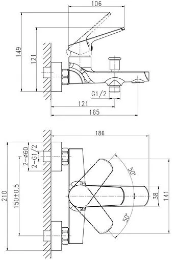 Комплект для ванны 3 в 1 Cersanit Flavis хром 64508