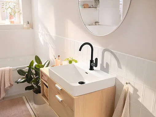 Смеситель для раковины Hansgrohe Rebris S 210 чёрный матовый 72536670