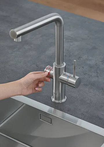 Смеситель для кухни с фильтром и встроенным нагревом воды Grohe Red II Duo суперсталь 30327DC1