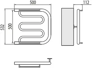 Полотенцесушитель водяной Terminus Фокстрот 1" БШ 500х500 полированная сталь 4620768881039 Полотенцесушитель водяной Terminus Фокстрот 1" БШ 500х500 полированная сталь 4620768881039, 2