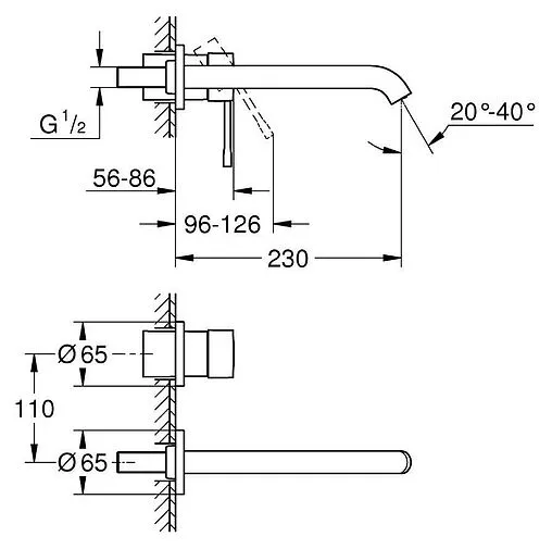 Смеситель для раковины из стены Grohe Essence New хром 19967001