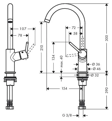 Смеситель для раковины Hansgrohe Talis 210 хром 32082000