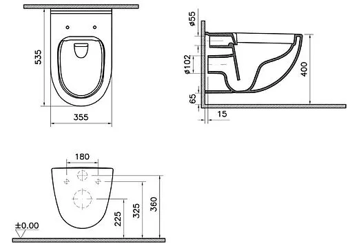 Унитаз подвесной безободковый VitrA S40 SmoothFlush белый 7759B003-0075