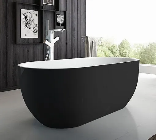 Ванна акриловая отдельностоящая BelBagno 170x80 без перелива  белый/панель черный матовый BB70-1700-800-W/NM