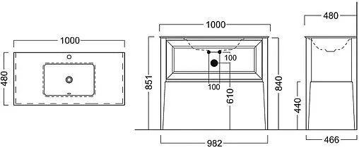 Тумба-умывальник напольная Kerama Marazzi Plaza Classic Neo 100 белый PL.CN.100.1\WHT.M+PL.wbu.55