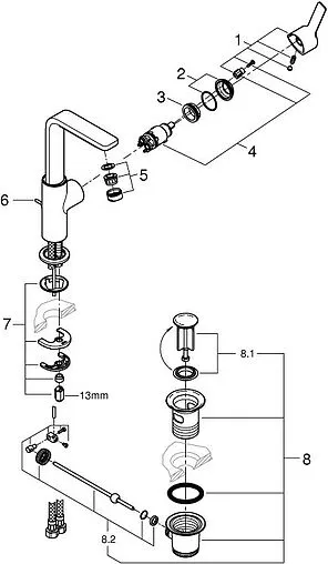 Смеситель для раковины Grohe Lineare хром 23296001