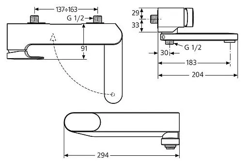 Смеситель для ванны Ideal Standard Moments хром A3914AA