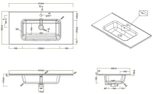 Раковина BelBagno 90 белый BB900ETL