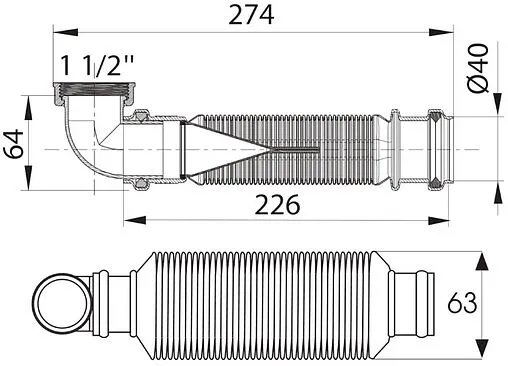 Сверхкомпактный сифон для мойки Wirquin SENZO 30719169