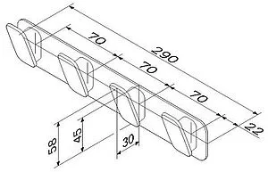 Планка с 4-мя крючками Am.Pm Inspire 2.0 хром A50A35900 Планка с 4-мя крючками Am.Pm Inspire 2.0 хром A50A35900, 2