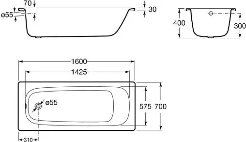 Ванна стальная Roca Contesa 160x70 белый 23596000O