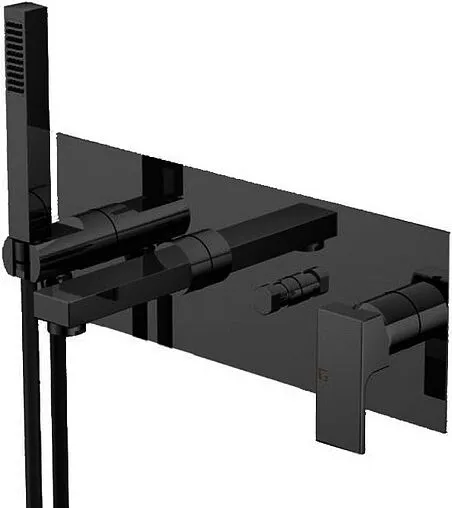 Смеситель для ванны скрытого монтажа Gattoni Kubik чёрный матовый 2505/25NO