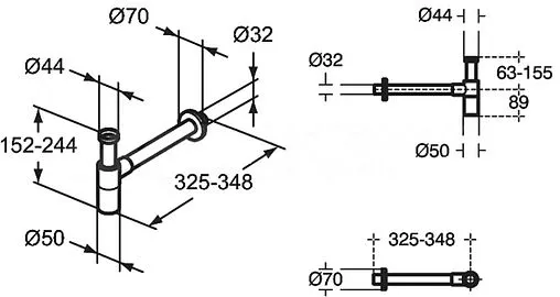 Сифон бутылочный для раковины Ideal Standard чёрный матовый T4441XG