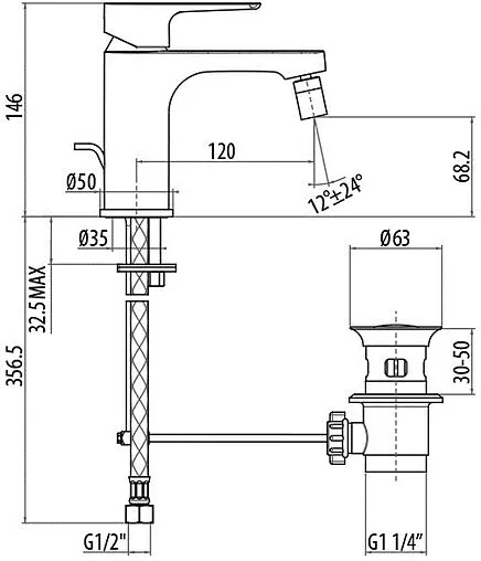 Смеситель для биде Gattoni H2OMIX3000 хром 3055/30C0