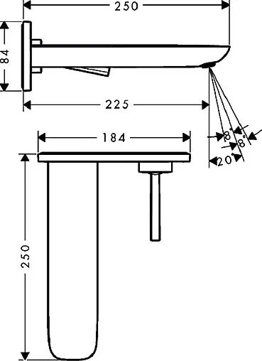 Смеситель для раковины из стены Hansgrohe PuraVida хром 15085000