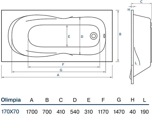 Ванна акриловая Koller Pool Olimpia 170x70