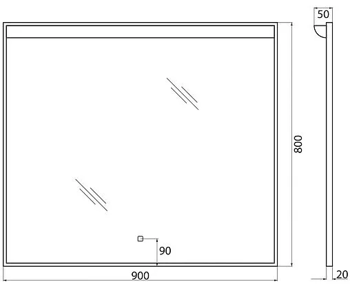 Зеркало с подсветкой BelBagno UNO 90x80 сатин SPC-UNO-900-800-TCH