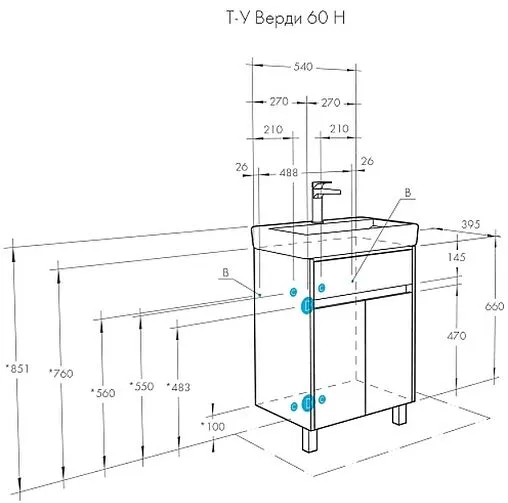 Тумба под умывальник напольная Aquaton Верди PRO 60 белый/ясень фабрик 1A207701VDAV0