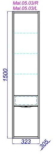 Шкаф-пенал подвесной Aqwella Malaga 32 L крафт тёмный/белый Mal.05.03/L/CD