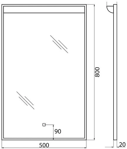 Зеркало с подсветкой BelBagno UNO 50x80 сатин SPC-UNO-500-800-TCH