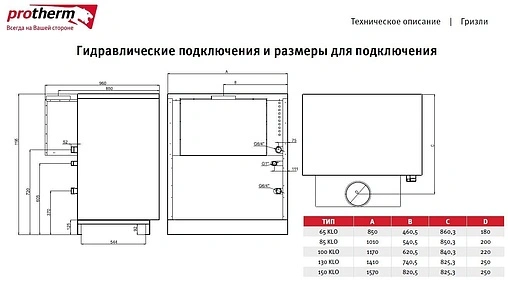 Напольный газовый котел одноконтурный 130кВт Protherm Гризли 130 KLO 130KLOR12