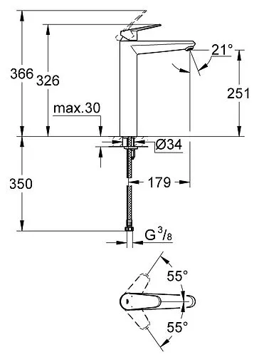 Смеситель для раковины Grohe Eurodisc Cosmopolitan хром 23432000