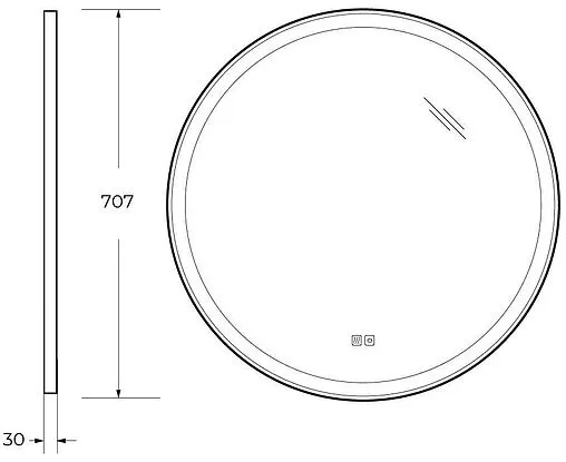 Зеркало с подсветкой Cezares Cadro 70 с подогревом чёрный CZR-SPC-CADRO-700-LED-TCH-WARM