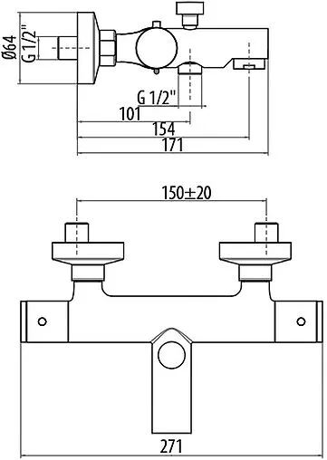 Термостат для ванны Gattoni Circle One хром TS21022C0