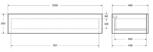 Консоль с умывальником подвесная Cezares Cadro 120 чёрный CADRO-120/46/30-1C-SO-MET-ST+CADRO-120-MENS-NERO+CADRO-120-1C-SO-NR-BLUM