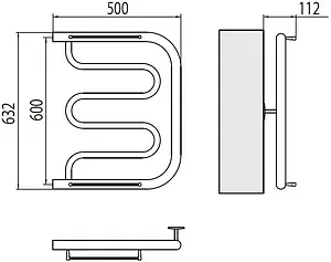 Полотенцесушитель водяной Terminus Фокстрот 1" БШ 600х500 полированная сталь 4620768881084 Полотенцесушитель водяной Terminus Фокстрот 1" БШ 600х500 полированная сталь 4620768881084, 2