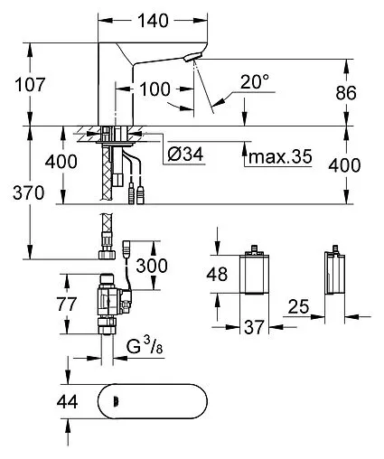 Кран для раковины Grohe Euroeco Cosmopolitan хром 36271000