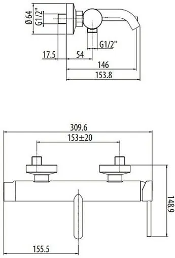 Смеситель для ванны Gattoni Circle Two хром 9110/91С0